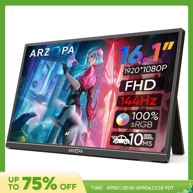 ARZOPA ޴ ̹  HDR   ũ, ġ, Xbox, PS5, Ʈ, PC, , , 16.1 ġ, 144Hz, 1080P FHD